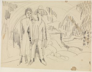 Peasant Couple before a Mountain Landscape by Ernst Ludwig Kirchner