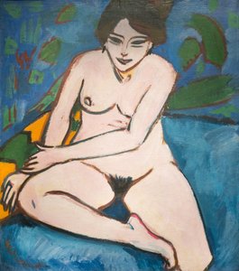 Nude on Blue Ground by Ernst Ludwig Kirchner