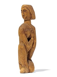 Kneeling, Left-facing Head, Right Hand on the Left Breast