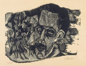 Head of Dr. Ludwig Binswanger and Little Girls, 1917-18 by Ernst Ludwig Kirchner