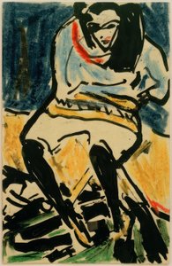 Postcard to Erich Heckel from 6.4.1910 (Marzella on Folding Chair)