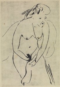 Bather Drying with Towel and Necklace by Ernst Ludwig Kirchner
