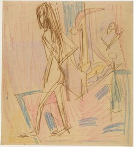 Standing Female Nude on Carpet