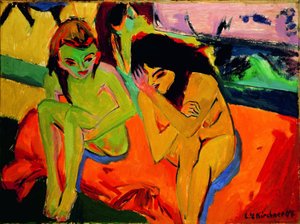 Two Girls / Naked Girls Talking by Ernst Ludwig Kirchner