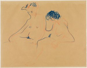 Two Seated Nudes (or: Naked Couple) by Ernst Ludwig Kirchner