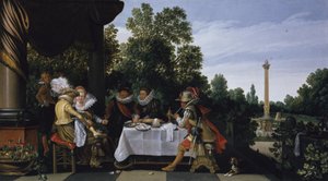 Merry Company on a Garden Terrace by Esaias van de Velde