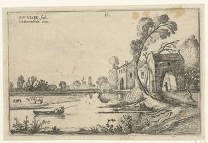 Landscape with a River and Gatehouse by Esaias van de Velde