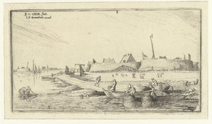 Rowboats with Fishermen in Front of a Fort on the Scheldt