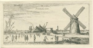 Skaters on the Ice Near a Mill in the Vicinity of Penningsveer (series title: Landscapes)
