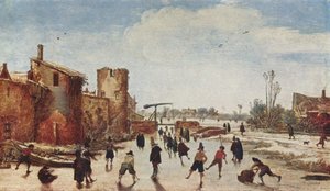 Skating near the Town Wall by Esaias van de Velde