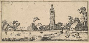 Landscape with a Meadow and a Village Church by Esaias van de Velde I