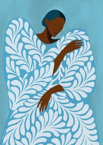 Serene Woman Blue Pattern