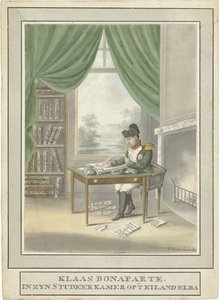 Cartoon of Napoleon in his Study on Elba by Esser Wijnand