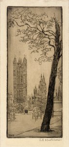 London Scene with Church by Esther Blaikie MacKinnon