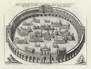 Naval Battle Inside a Roman Arena by Etienne (after) Duperac