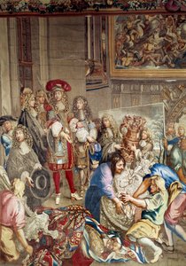 Visit of Louis XIV to the Manufacture des Gobelins in the presence of Jean Baptiste Colbert and the painter Charles Lebrun, October 15
