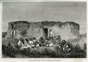 Houses and inhabitants of Jericho (West Bank). Engraving by E. Ronjat, to illustrate the story of Syria today, by M. Lortet, dean of the Faculty of Medicine of Lyon, charged with a scientific mission by the Ministry of Public Education, published in the To by Etienne Antoine Eugene Ronjat
