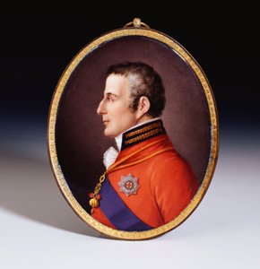 An unrecorded Sevres dated oval portrait plaque of the Duke of Wellington, in full dress uniform, Wearing the Order of the Golden Fleece and the Star and Sash of the Order of the Garter