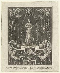 Music, Four Liberal Arts, Perspective and Architecture, Represented by Women (later version) (series title) by Etienne Delaune