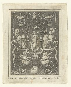 Venus with Amor between Four Burning Hearts (series title) by Etienne Delaune