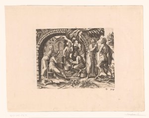 Fable of the Satyr and the Farmer Blowing in His Soup and Hands by Etienne Dupérac (attributed to)