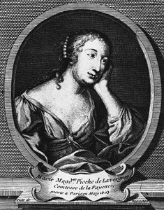 Medallion portrait of Marie-Madeleine Pioche de La Vergne, comtesse de La Fayette, engraving by Etienne Jehandier Desrochers by Etienne Jehandier Desrochers