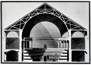 Bibliotheque Royale de France, Cross-Section Drawing of the Building. Architecture by Etienne Louis Boullee (Etienne-Louis Boullee), French Architect (1728-1799) by Etienne Louis Boullee