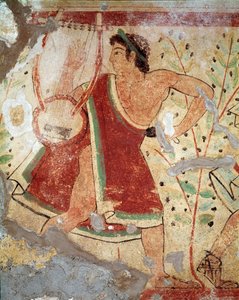 A lyre player (Fresco, 520 BC) by Etruscan
