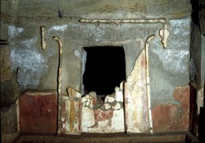 Etruscan civilization: entrance of the Francois tomb in the necropolis of Ponte Rotto, 4th century BC. Vulci, Italy by Etruscan