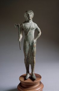 Etruscan civilization: offeror figure, bronze sculpture, 480 BC, from Isola di Fano, Italy by Etruscan