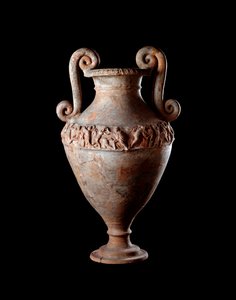Etruscan civilization: terracotta amphora from a tomb of Poggio Sala, Italy 4th century BC by Etruscan