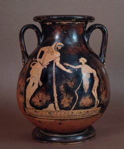 Terracotta Pelike Representing Hercules and an Old Man