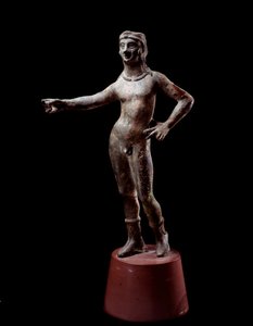 Etruscan civilization: the deity of Culsans design Bronze sculpture, 3rd century BC from Cortona, Italy