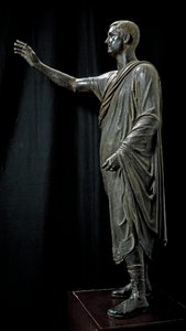 Roman Etruscan Art: bronze statue of Aulo Metello called the Harangueur - 80 BC, From Pila near Perugia, Portrait of Aule Metele (Aulus Metellus) also known as The Orator by Etruscan