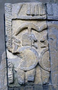 Etruscan Warrior on a Sarcophagus of the National Museum of Tarquinia by Etruscan Etruscan