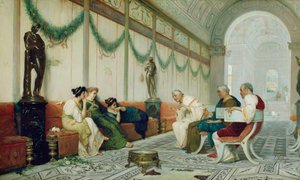 Interior of Roman Building with Figures, c.1880 by Ettore Forti