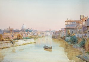 View of the Tiber from the Ponte Sisto by Ettore Roesler Franz