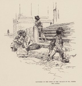 Loungers on the steps of the Church of Santa Maria del Popolo by Ettore Tito