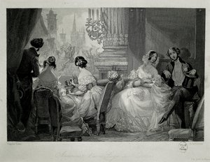 Interior of the Paris Opera, People in a Loge (engraving) by Eugene Louis Lami