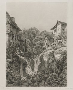 The Mill and Waterfall of Grésy near Aix-les-Bains by Eugene Bléry