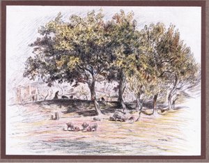 Friar Juniper cuts off the foot of a pig to give it to a sick man by Eugene Burnand