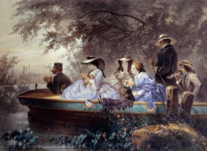 A Sunday with the Family, Fishing in the River by Eugene Charles Francois Guerard