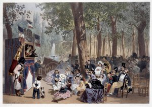 The Show of the Guignols on the Champs Elysees in Paris by Eugene Charles Francois Guerard