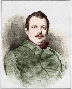 Portrait of Honore Balzac in 1830, French writer. Engraving by Eugene Chiquet by Eugene Chiquet