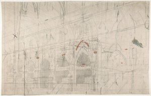 Design for a Stage Set at the Opéra, Paris: Church Interior by Eugene Ciceri
