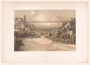 View of the Suspension Bridge Over the Sarine in Fribourg by Eugene Ciceri