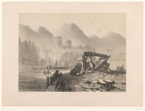 Cityscape with Harbor and Mountains by Eugene Ciceri