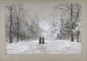 Winter Scene with Two Men