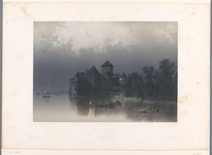 View of Chillon Castle on Lake Geneva (series: Views in Switzerland and Savoy) by Eugene Ciceri
