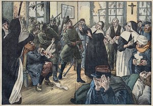 1914, First World War: Amelie Rigard, known as Sister Julie, defends the wounded of her hospital against German soldiers